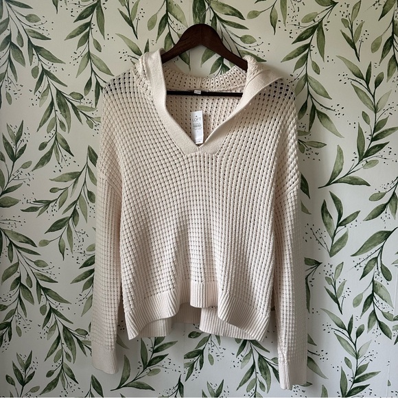 LOFT Sweaters - LOFT Cream Waffle Knit Hooded Sweater. Small. New.